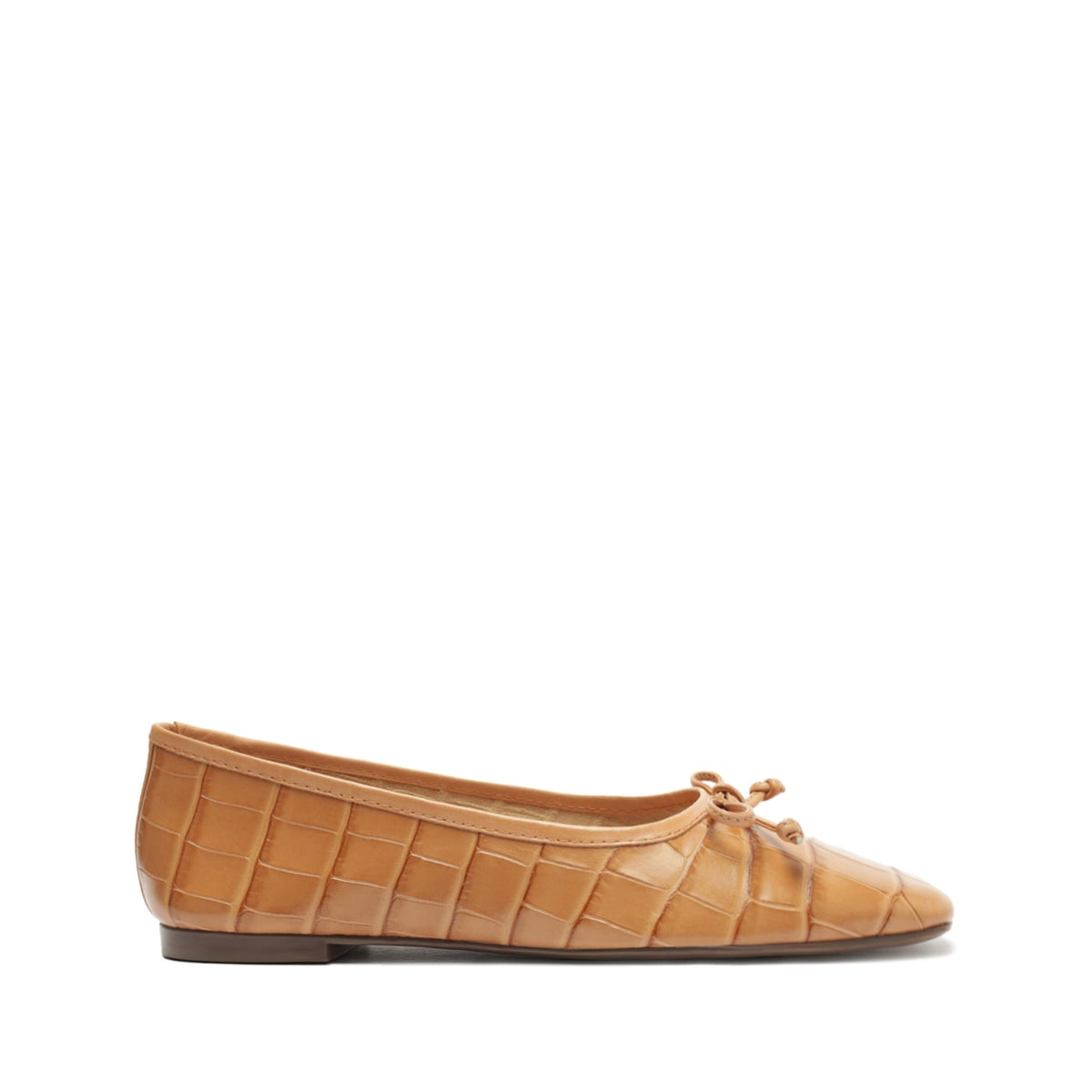 Arissa Crocodile-Embossed Leather Flat