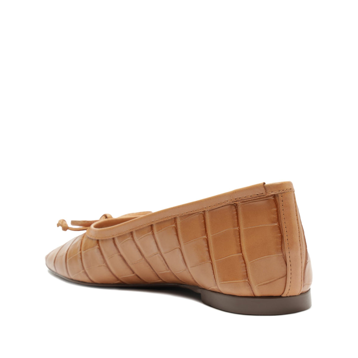 Arissa Crocodile-Embossed Leather Flat