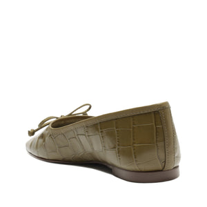 Arissa Crocodile-Embossed Leather Flat