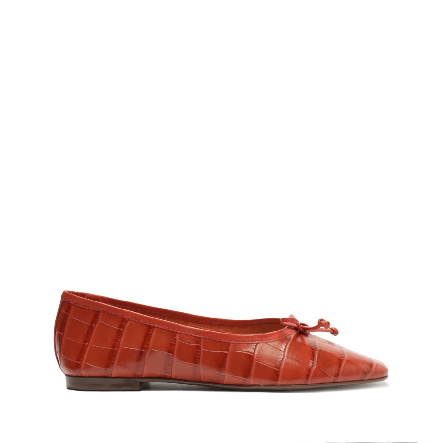 Arissa Crocodile-Embossed Leather Flat