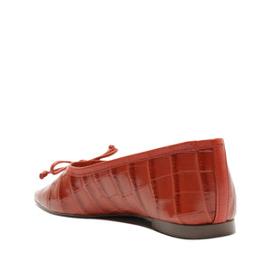 Arissa Crocodile-Embossed Leather Flat