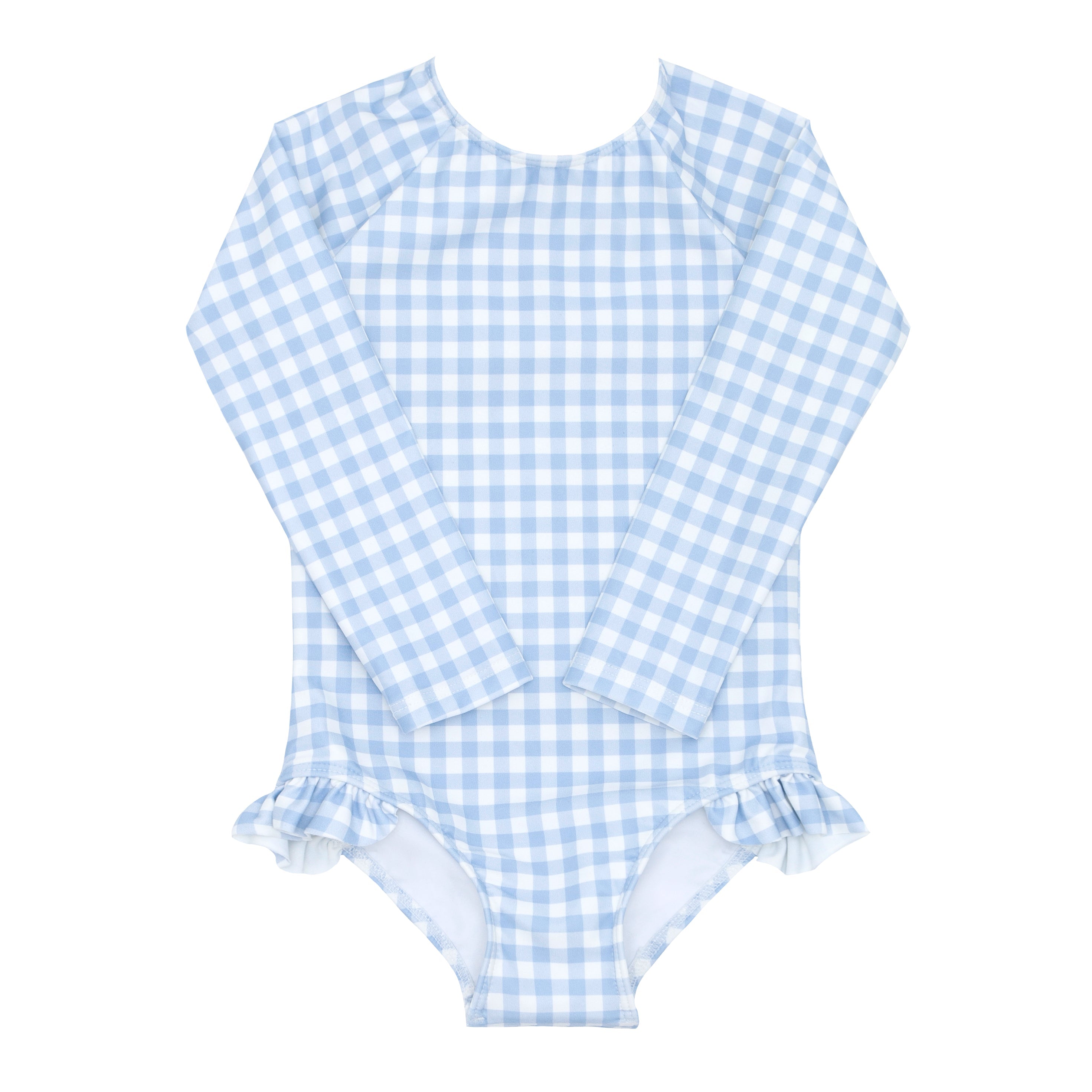 Girl's Oasis Blue Gingham Rashguard One Piece