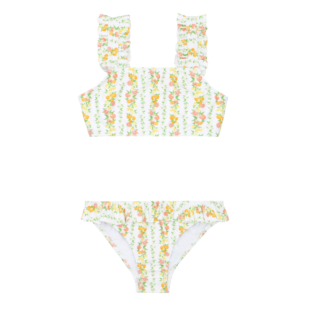 Girl's Linear Citrus Ruffle Strap Bikini