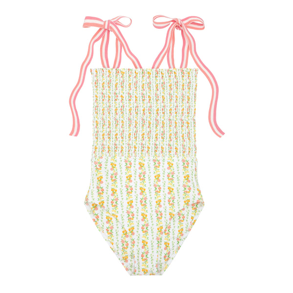 Womens Linear Citrus Smocked One Piece | Over The Moon