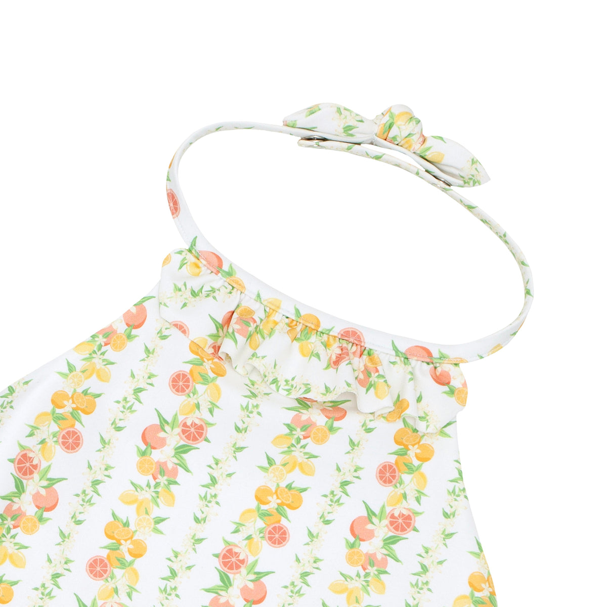 Girl's Linear Citrus Ruffle Halter One Piece