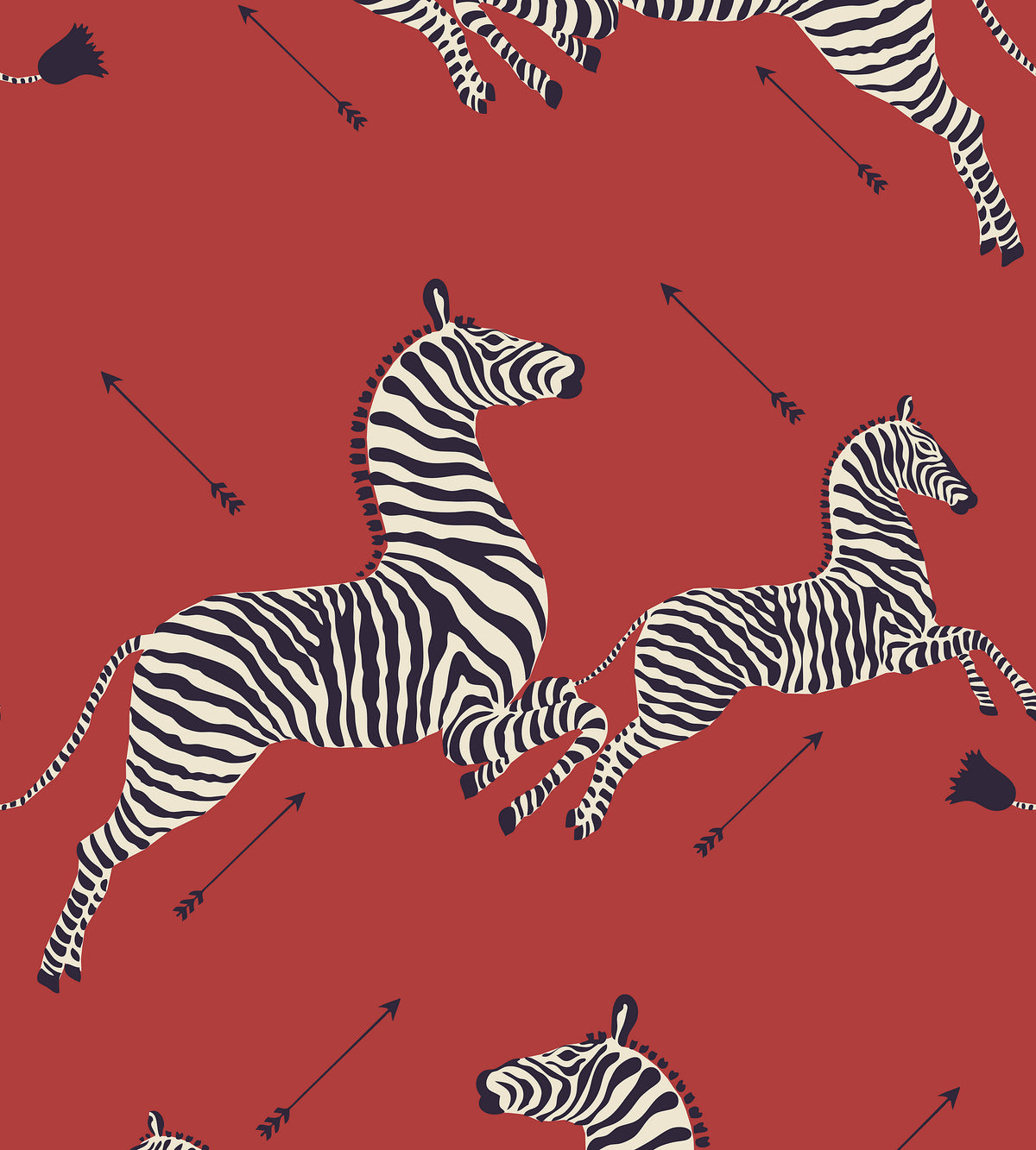 Zebras Wallpaper in Red