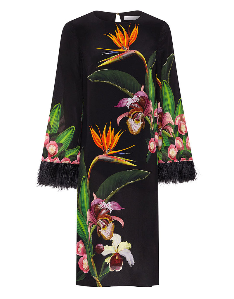 Seraphina Crepe Midi Dress in Orchid Black