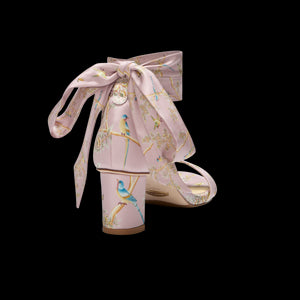 Sarah Flint X Gracie Perfect Block Sandal 60 in Pink Holts Garden Silk