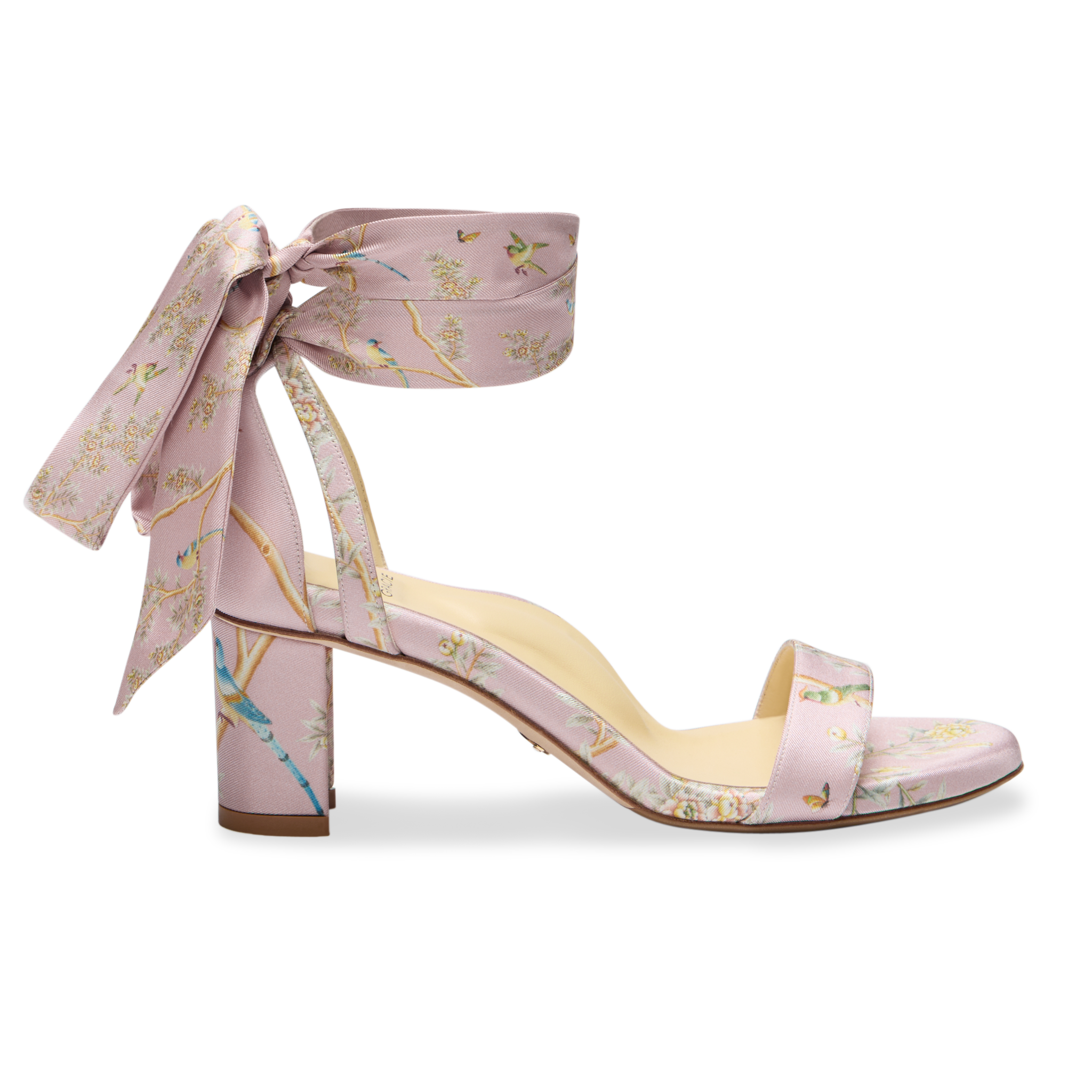 Sarah Flint X Gracie Perfect Block Sandal 60 in Pink Holts Garden Silk