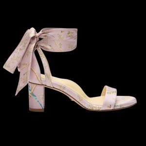 Sarah Flint X Gracie Perfect Block Sandal 60 in Pink Holts Garden Silk