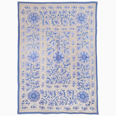 Cool Blues Suzani Blanket