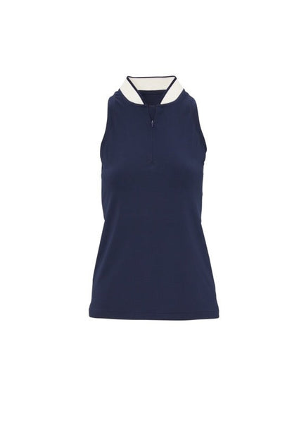 Sleeveless Courtside Polo in Navy | Over The Moon