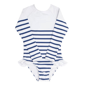 Girls Breton Stripe Rashguard One Piece