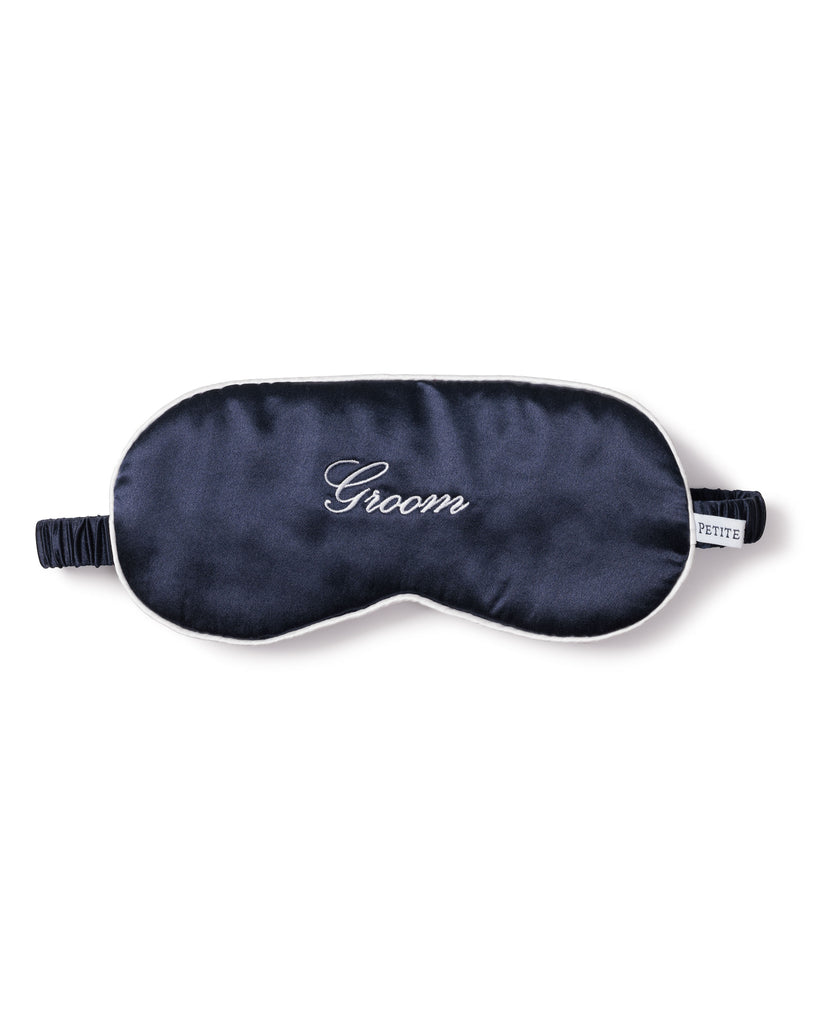 Navy Silk Groom Sleep Mask