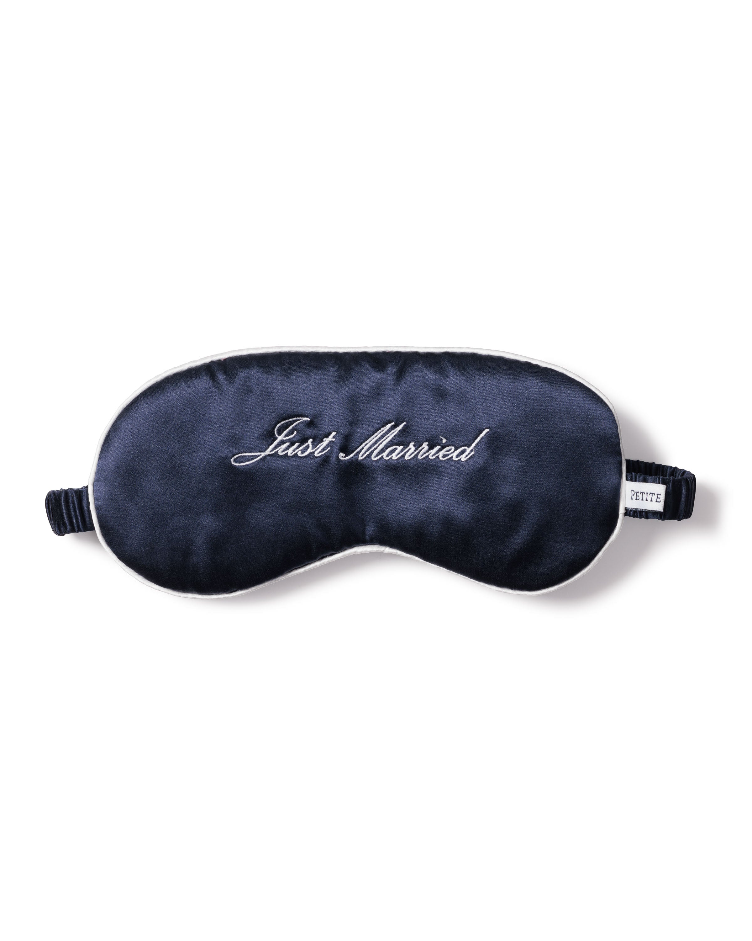 Navy Silk 'Just Married' Sleep Mask