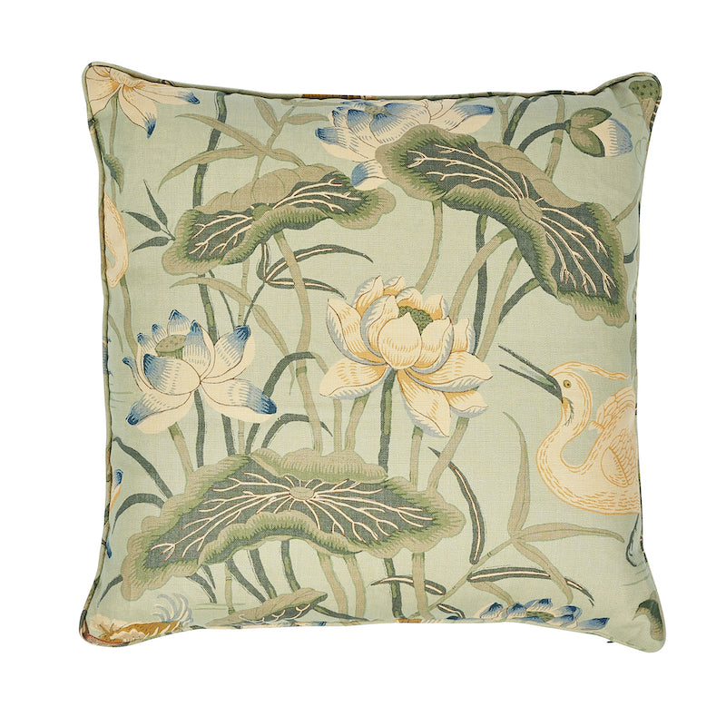 Lotus Garden 22" Pillow in Aqua