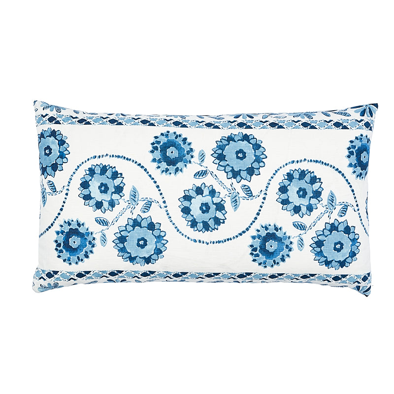 Zinnia Handmade Print Pillow in Blue