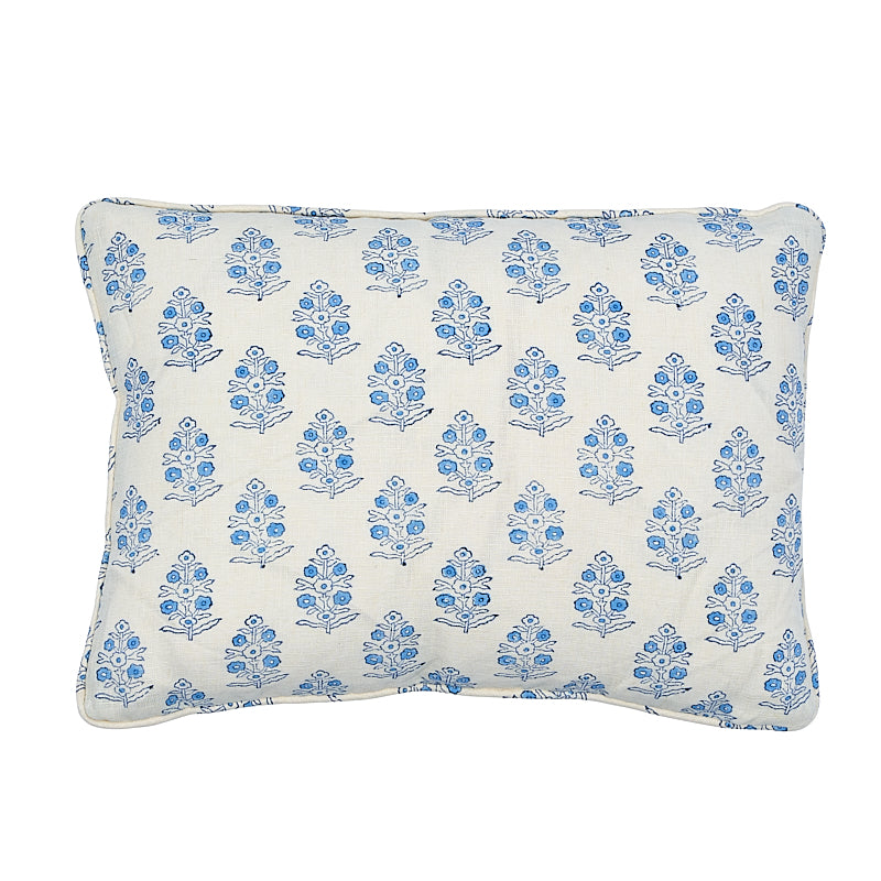 Aditi Block Print Pillow in Blue & White