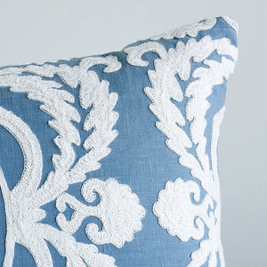 Castanet Embroidery Pillow in Chambray