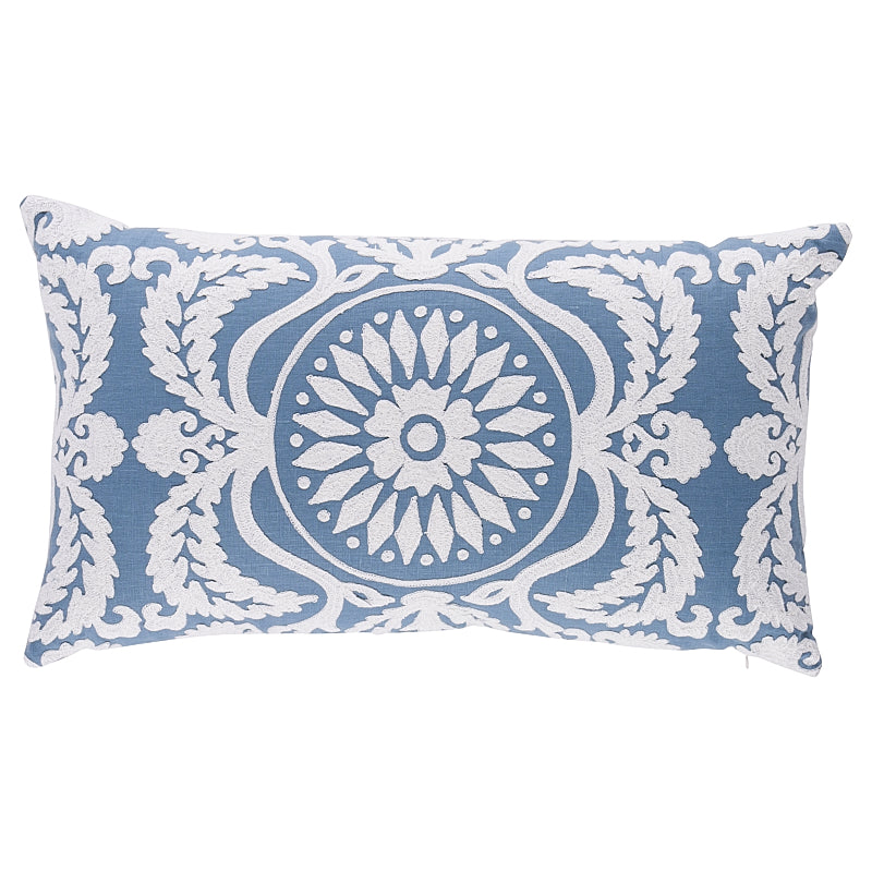 Castanet Embroidery Pillow in Chambray