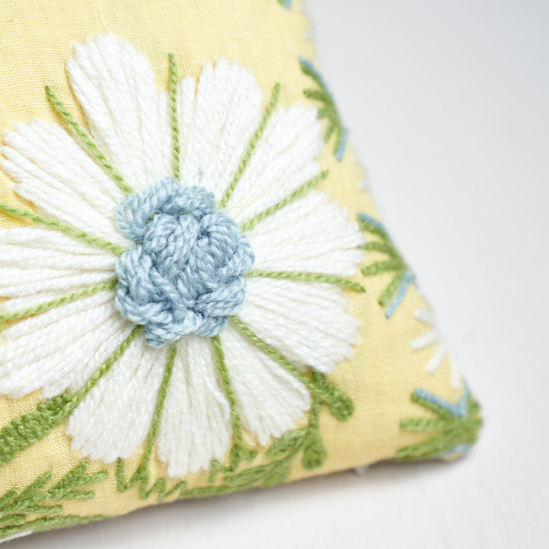 Marguerite Embroidery Pillow in Buttercup