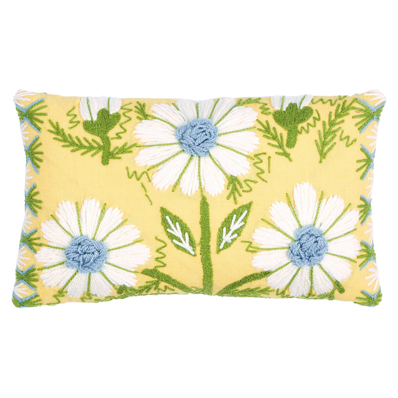 Marguerite Embroidery Pillow in Buttercup