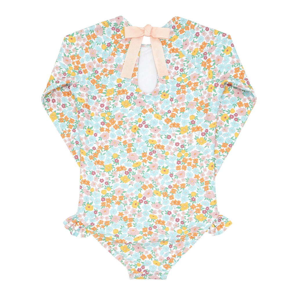 Girl's Hawaiian Floral Rashguard One Piece
