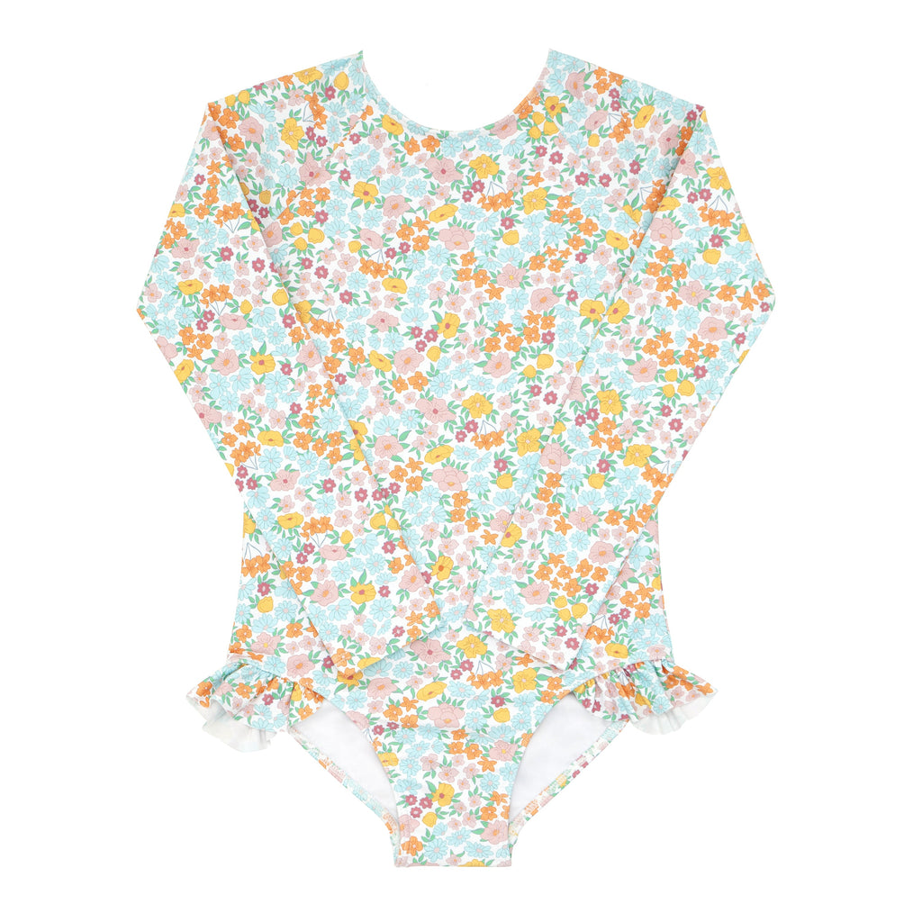 Girl's Hawaiian Floral Rashguard One Piece