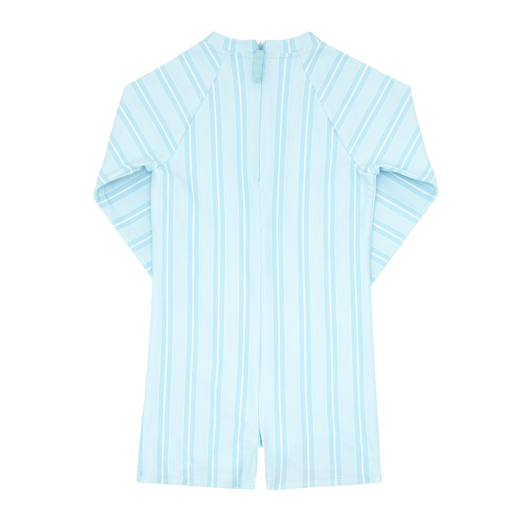 Unisex Pacific Blue Stripe Long Sleeve Rashguard One Piece