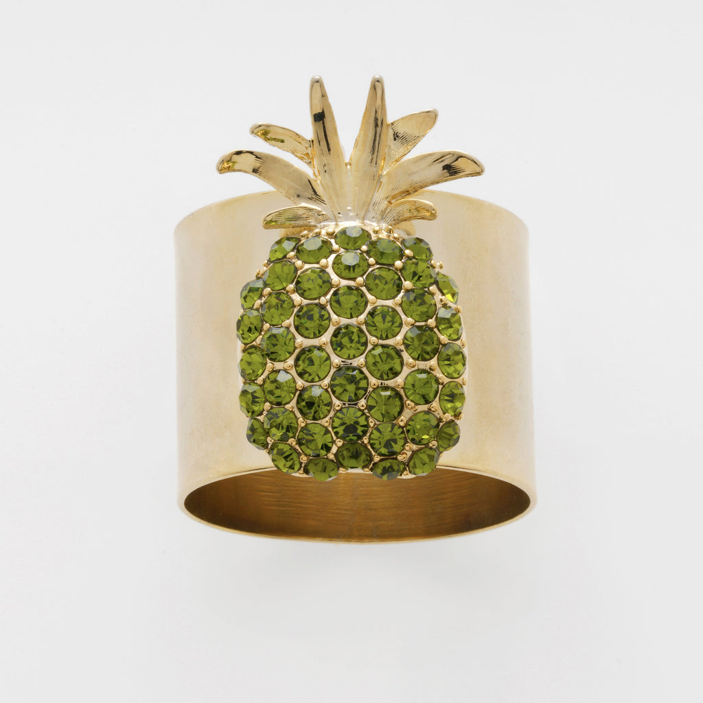 Pineapple Napkin Rings in Olive, Set of Two
