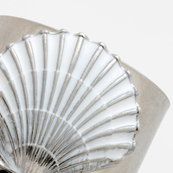 Painted Shell Napkin Rings in White, Set of Two | Over The Moon