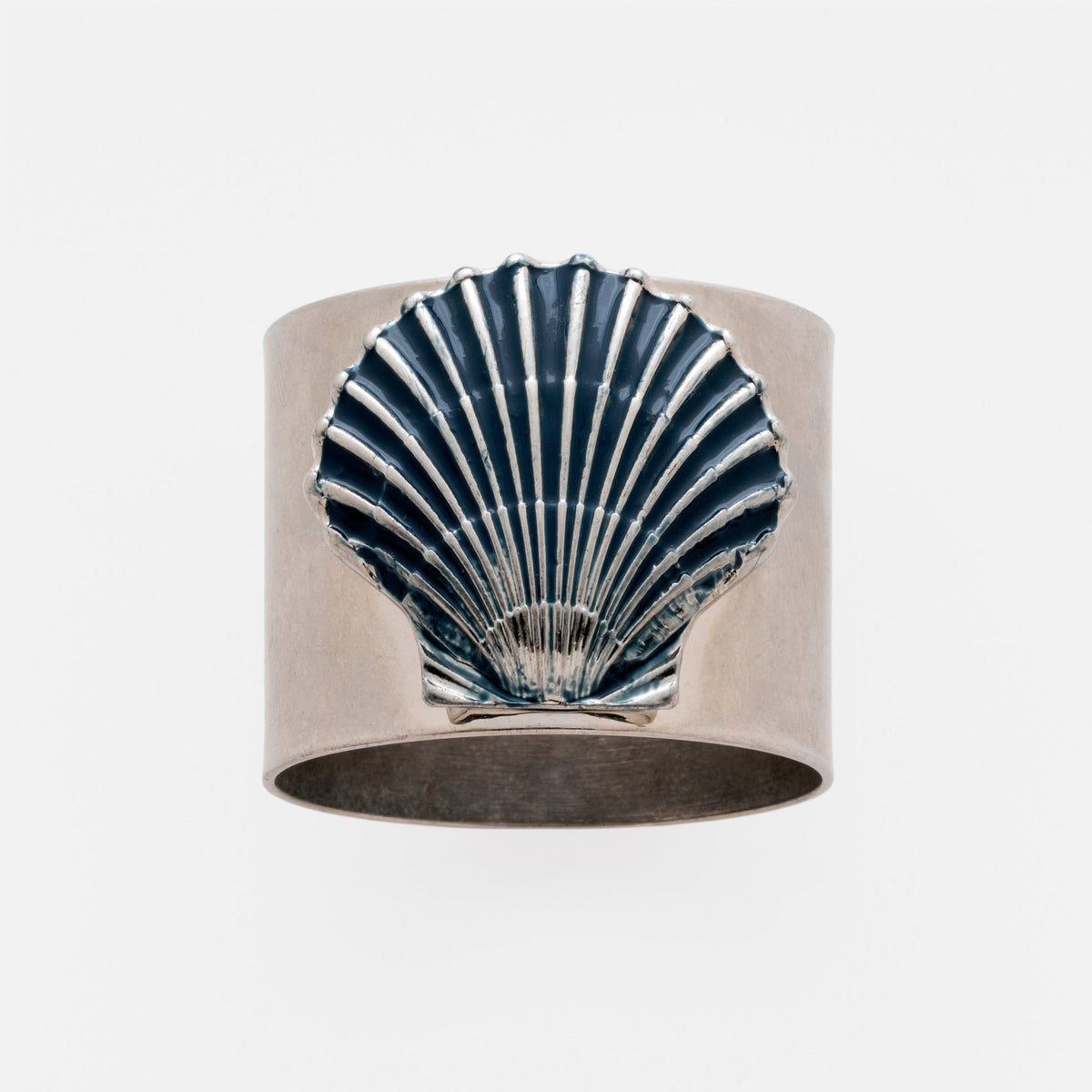 Painted Shell Napkin Rings in Blue, Set of Two