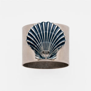 Painted Shell Napkin Rings in Blue, Set of Two