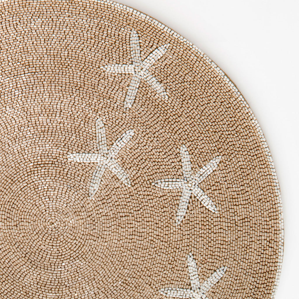 Starfish Hand Beaded Placemat in Taupe