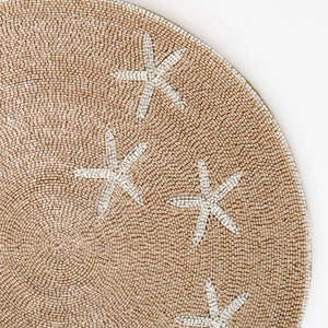 Starfish Hand Beaded Placemat in Taupe