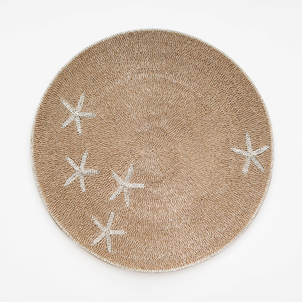Starfish Hand Beaded Placemat in Taupe