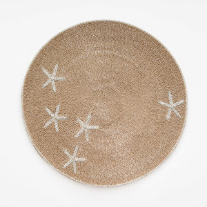 Starfish Hand Beaded Placemat in Taupe