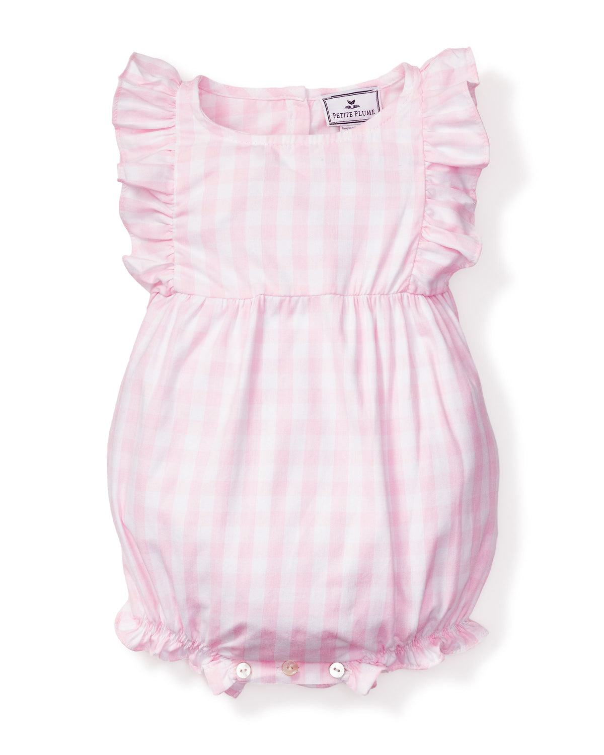 Pink Gingham Ruffled Romper