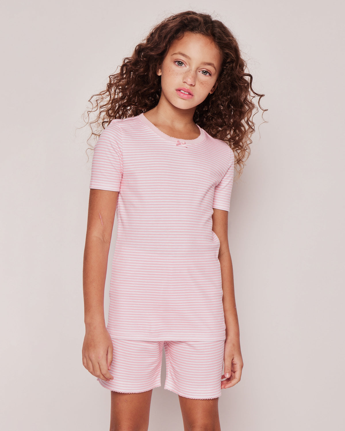 Children’s Pink Stripes Pima Cotton Snug Fit Short Set