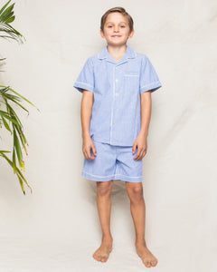 Children's French Blue Seersucker Short Set