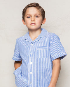 Children's French Blue Seersucker Short Set