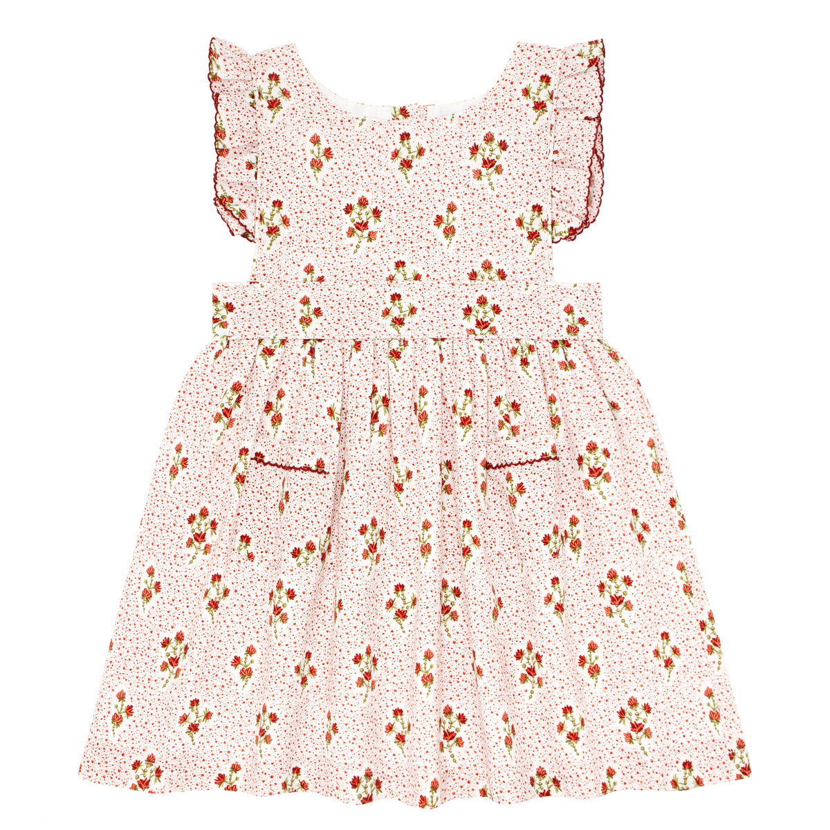 Girls Raspberry Red Pinafore Dress