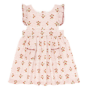 Girls Raspberry Red Pinafore Dress