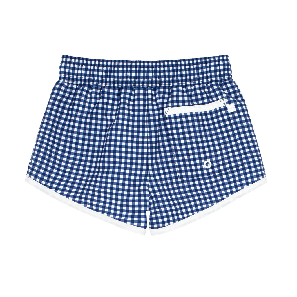 Boys Navy Gingham Boardie