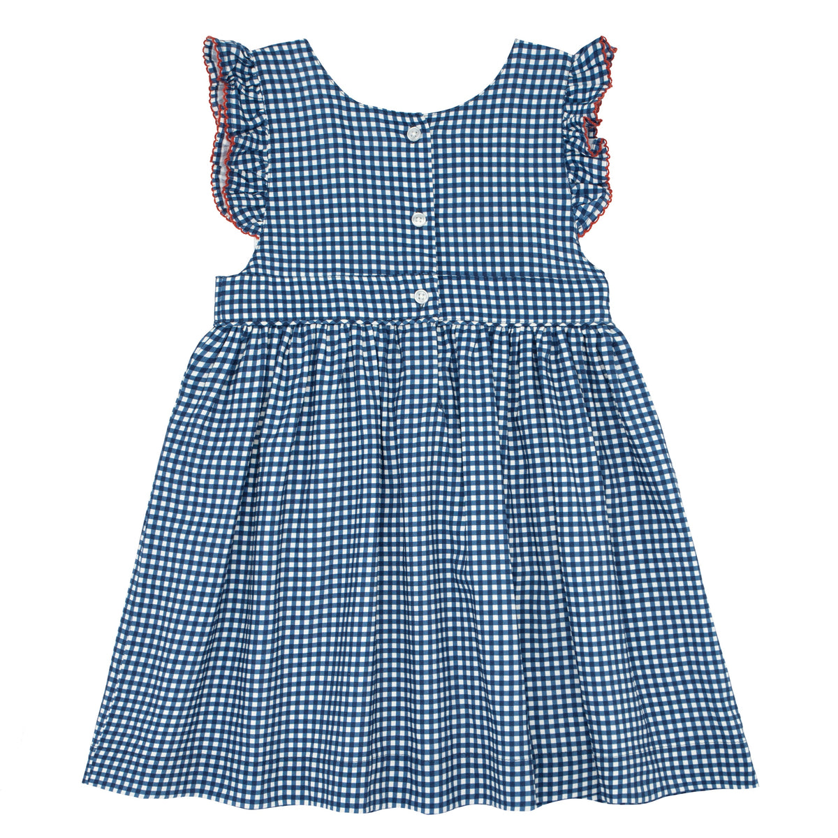 Girls Navy Gingham Pinafore Dress