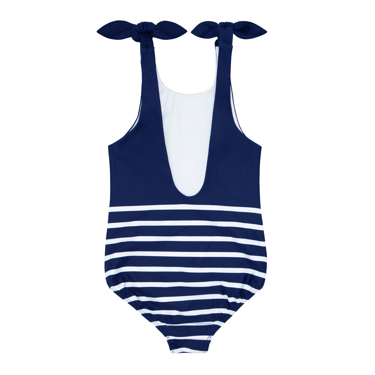 As seen in Sports Illustrated Nautical Blue Stripe Swimsuit - Coral Ties