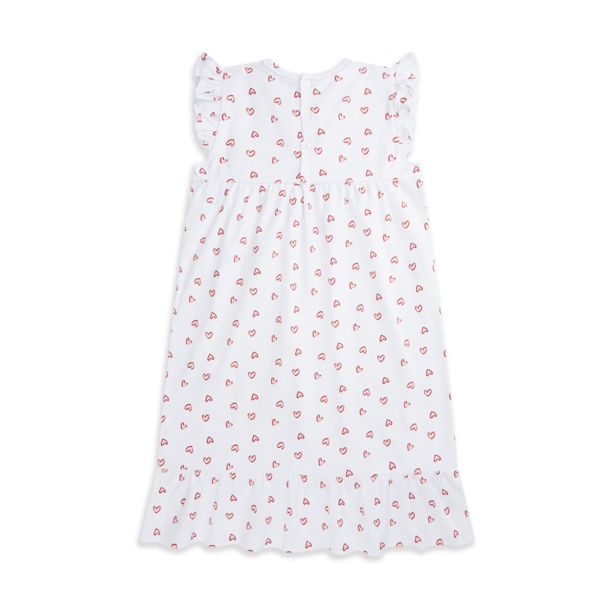 Heart Print Organic Cotton Nightgown In White & Pink