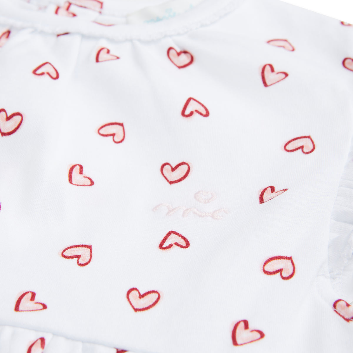 Heart Print Organic Cotton Nightgown In White & Pink