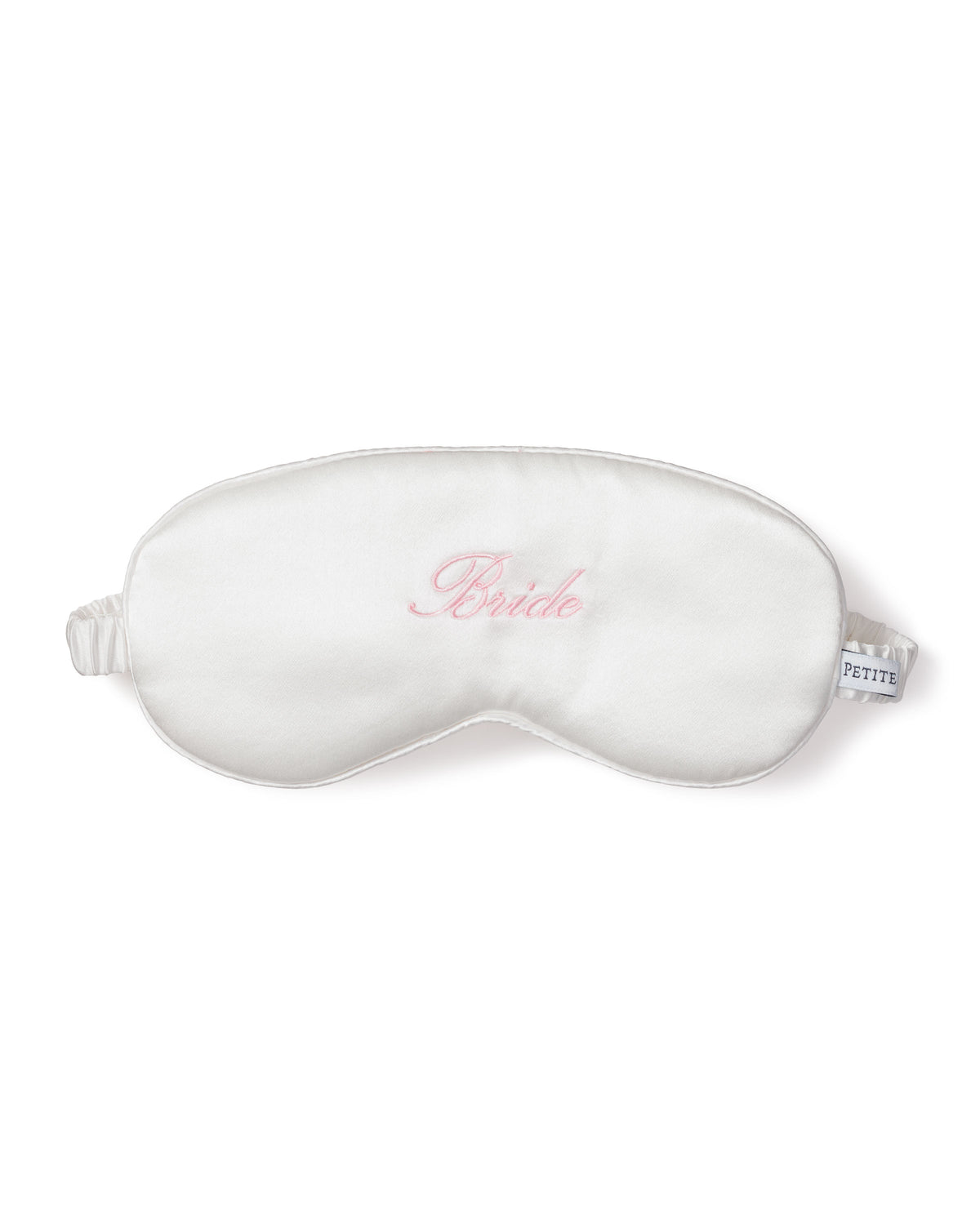 White Silk Bride Sleep Mask with Pink Embroidery