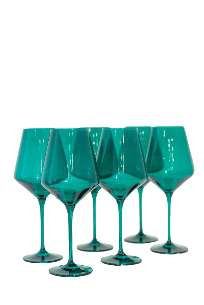 Wine Stemware, Set of 6 Emerald Green